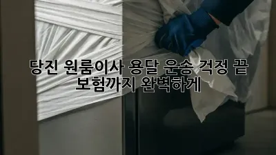 당진 원룸이사? 용달 운송 걱정 끝! 보험까지 완벽하게!